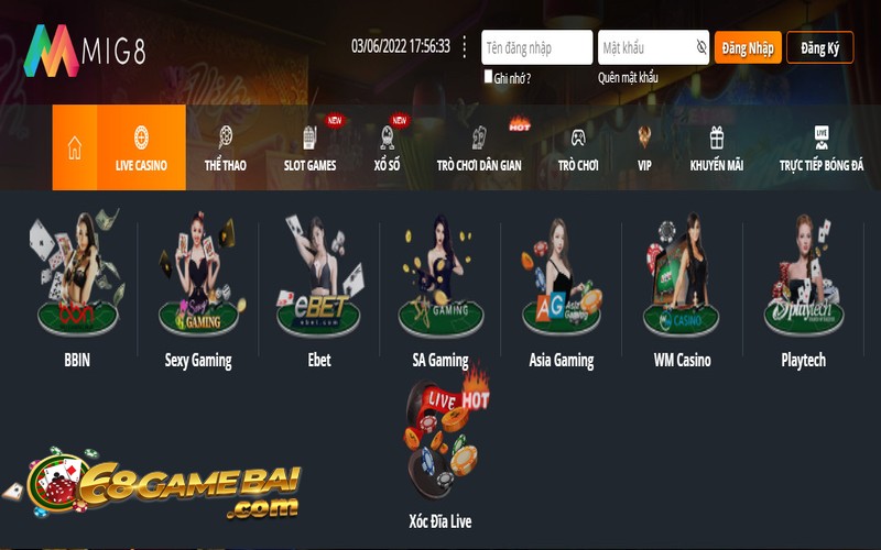 Live casino tại Mig8