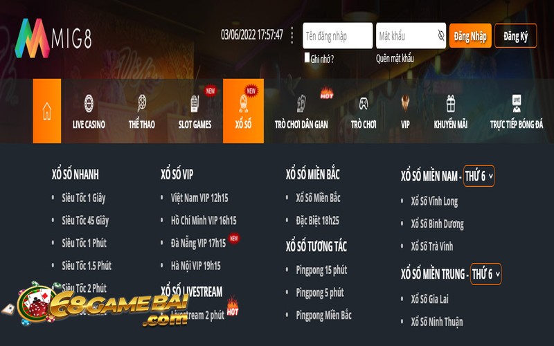 Các loại xổ số, lô đề đều có tại Mig8