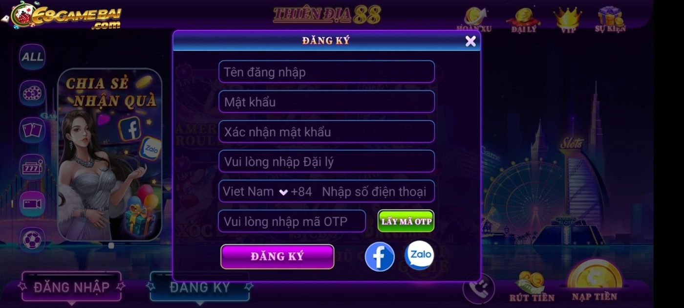 Các thao tác cần thực hiện để đăng ký tài khoản tại cổng game