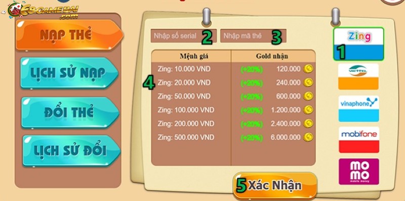 Cổng game có hình thức đổi thẻ đa dạng