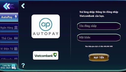 Nạp tiền bằng Autopay