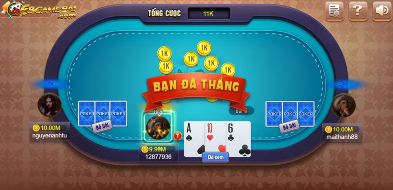 Những người chơi được chia bài trong game