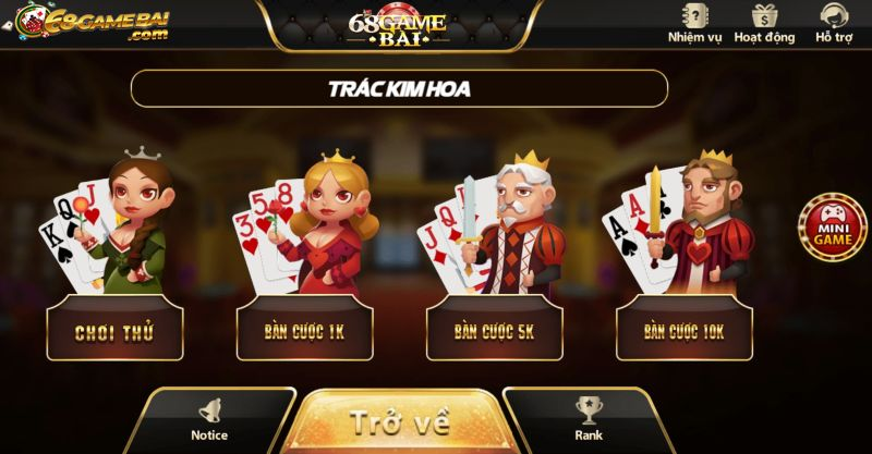 Hướng dẫn cách chơi Trác Kim Hoa 68gamebai