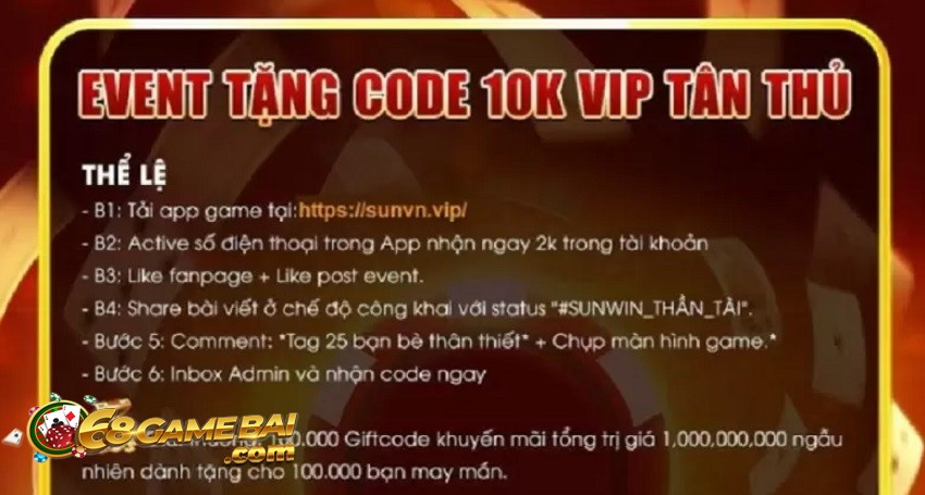 Phát Code 10K cho tân thủ của Sunwin