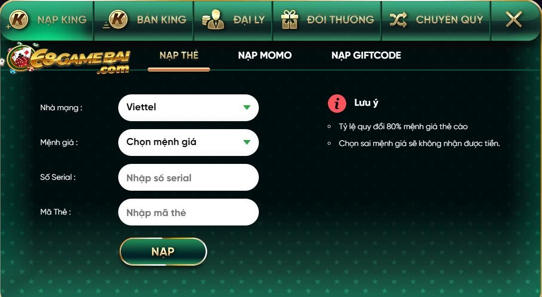 Hướng dẫn nạp tiền King3 Fun nhanh nhất