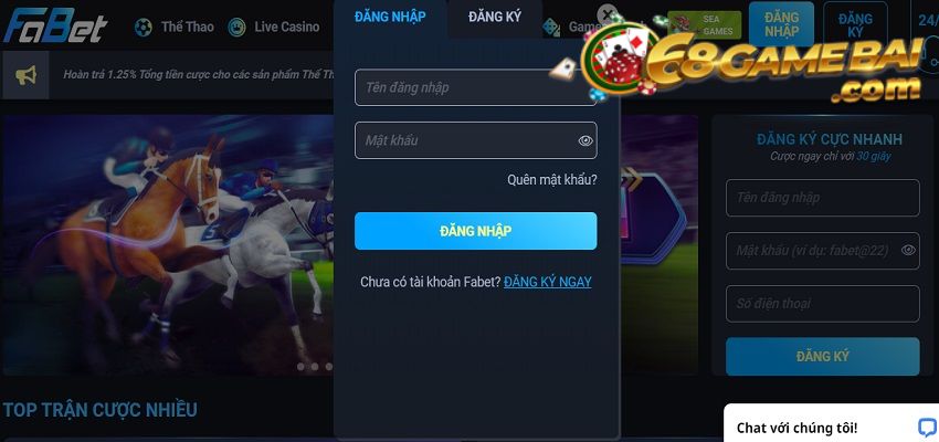 Đăng nhập vào trang game cá cược trực tuyến Fabet