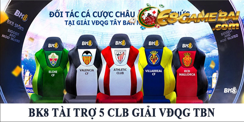 BK8 tài trợ 5 câu lạc bộ giải vô địch quốc gia Tây Ban Nha