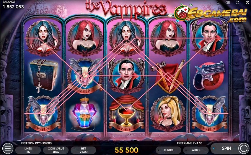 Trò chơi quay slot ăn tiền Vampire của Nổ Hũ 88 Club