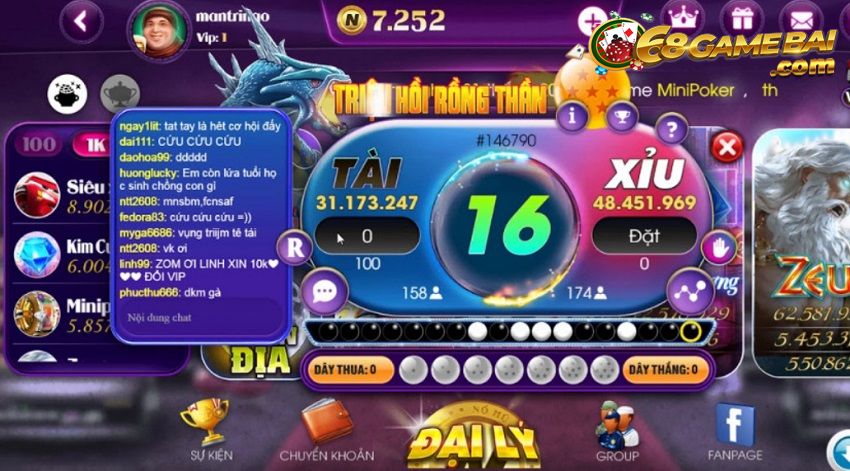 Chơi minigame Tài Xỉu siêu chất tại Nổ Hũ Club