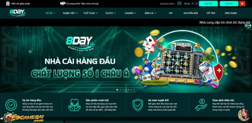 Giao dịch rút tiền tại 8day được đánh giá như thế nào?