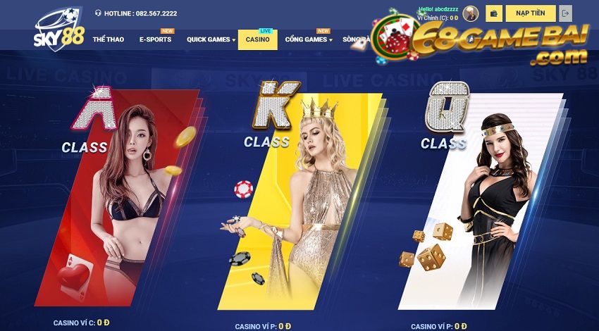 Tận hưởng cảm giác chân thực khi tham gia vào các bàn chơi Casino tại Sky88