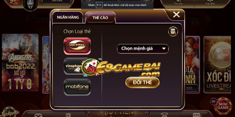 Cách đổi thưởng qua thẻ cào trên cổng game Sunwin