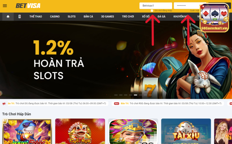 Đăng nhập Betvisa cực đơn giản, trải nghiệm game hay