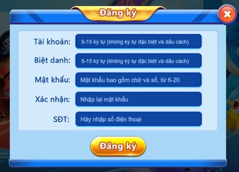 Hướng dẫn đăng ký tài khoản tại cổng game siêu cá cực dễ